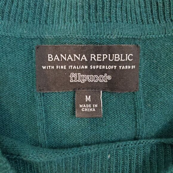 Banana Republic Italian Yarn Filpucci Merino Wool Cashmere Sweater M Green - Picture 5 of 11
